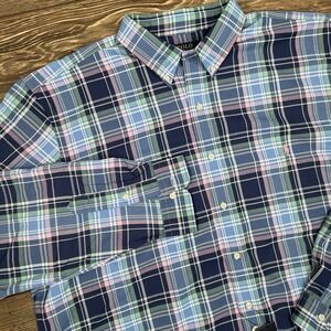Polo Ralph Lauren Men's Big & Tall Plaid Performance Shirt Pink Blue Size 2XLT